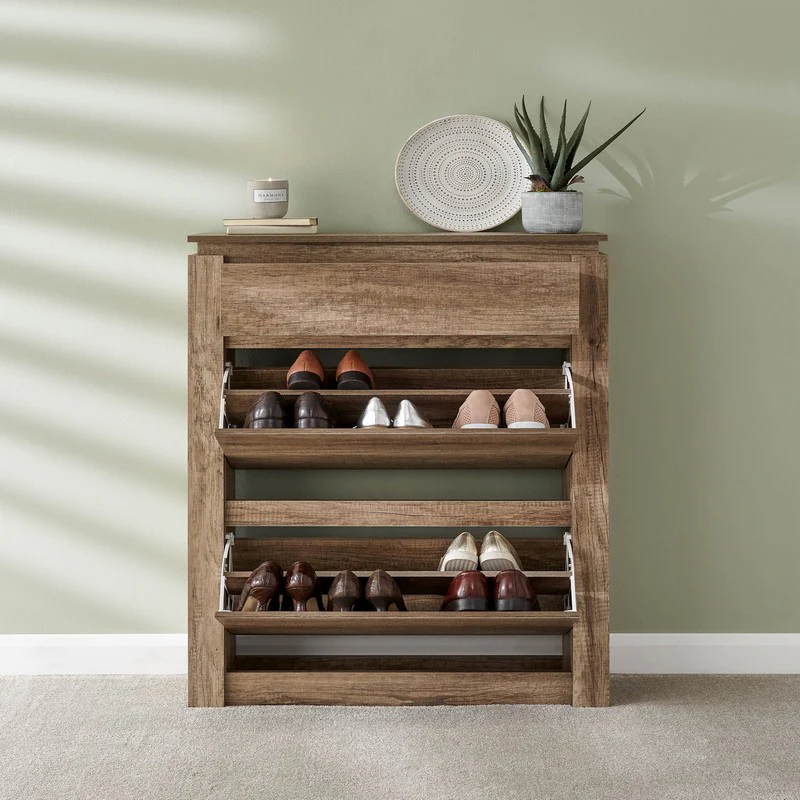 Canyon Tall Shoe Storage Natural 2 Doors 4 Shelves - Image 2