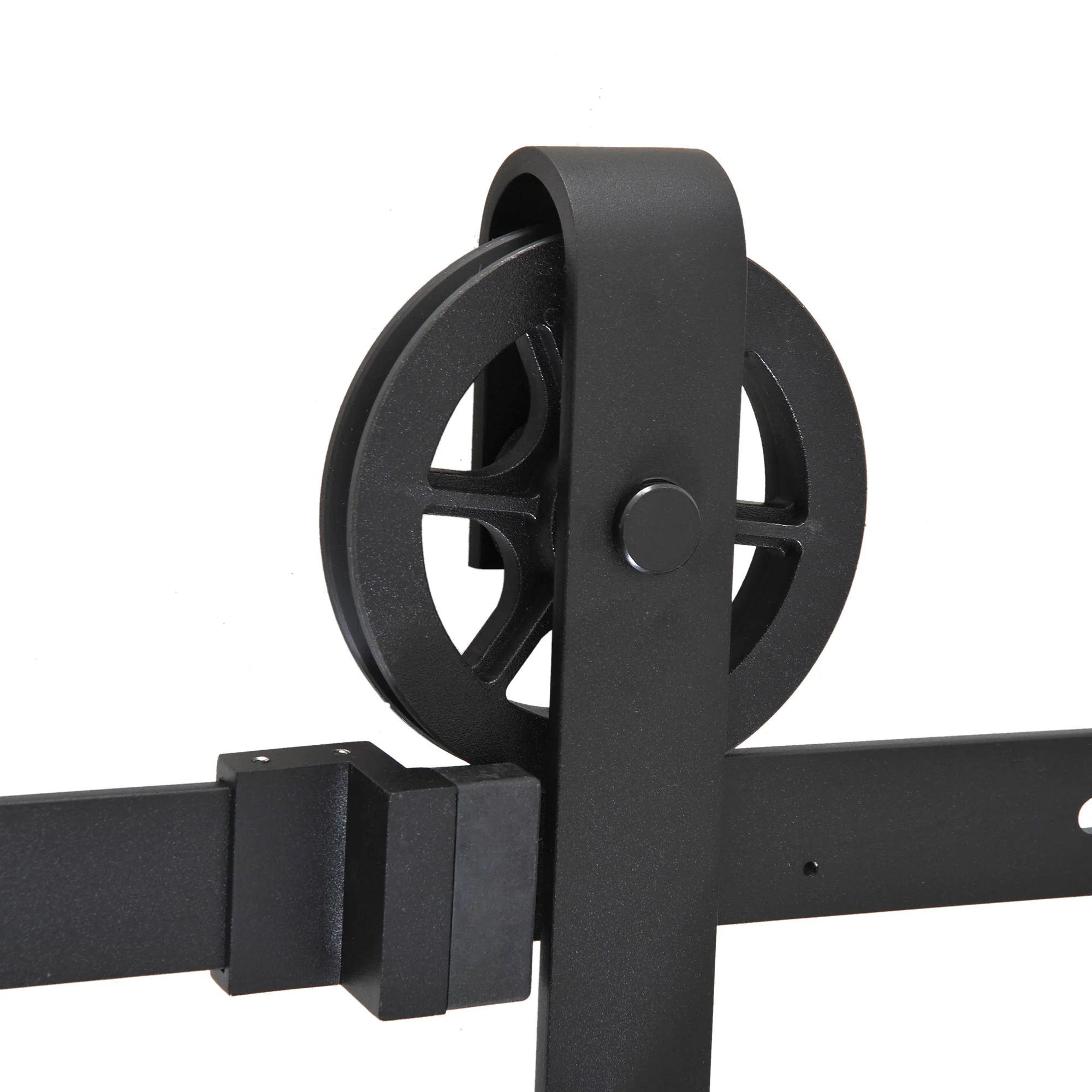 Carbon Steel 6.6' Sliding Barn Door Hardware Kit-Frosted Black - Image 7