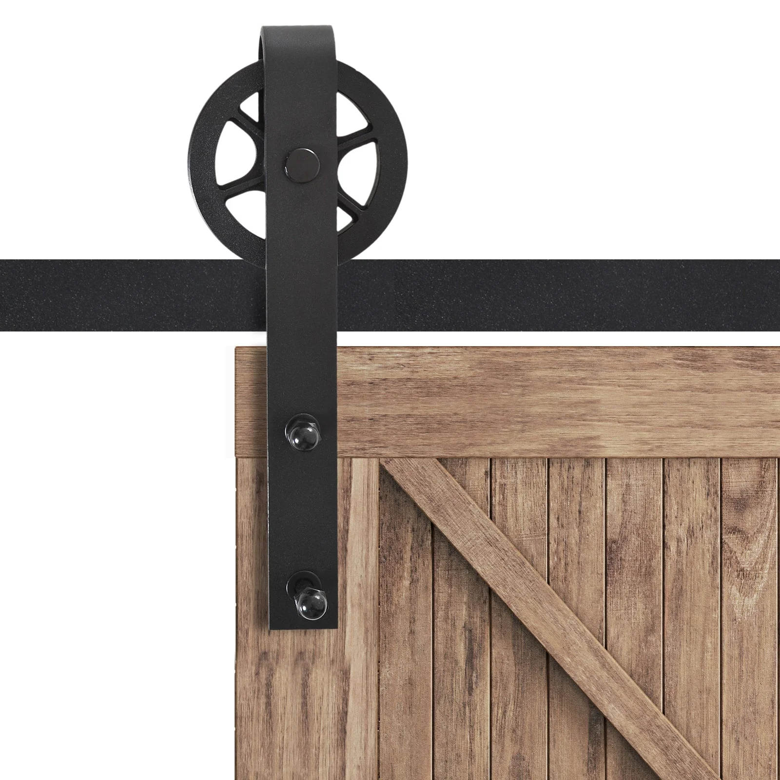 Carbon Steel 6.6' Sliding Barn Door Hardware Kit-Frosted Black - Image 9