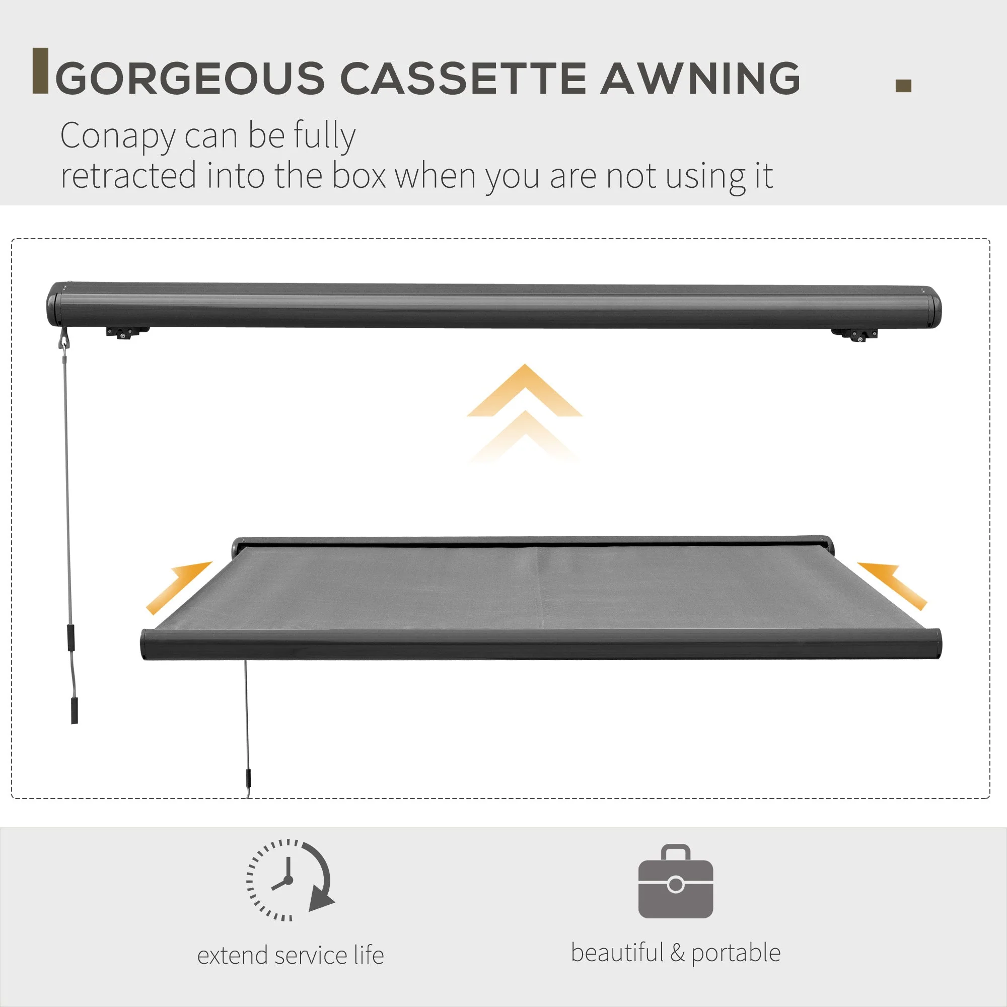 Cassette Electric Manual Awning Door Window Retractable Canopy w/ R/C - Image 5