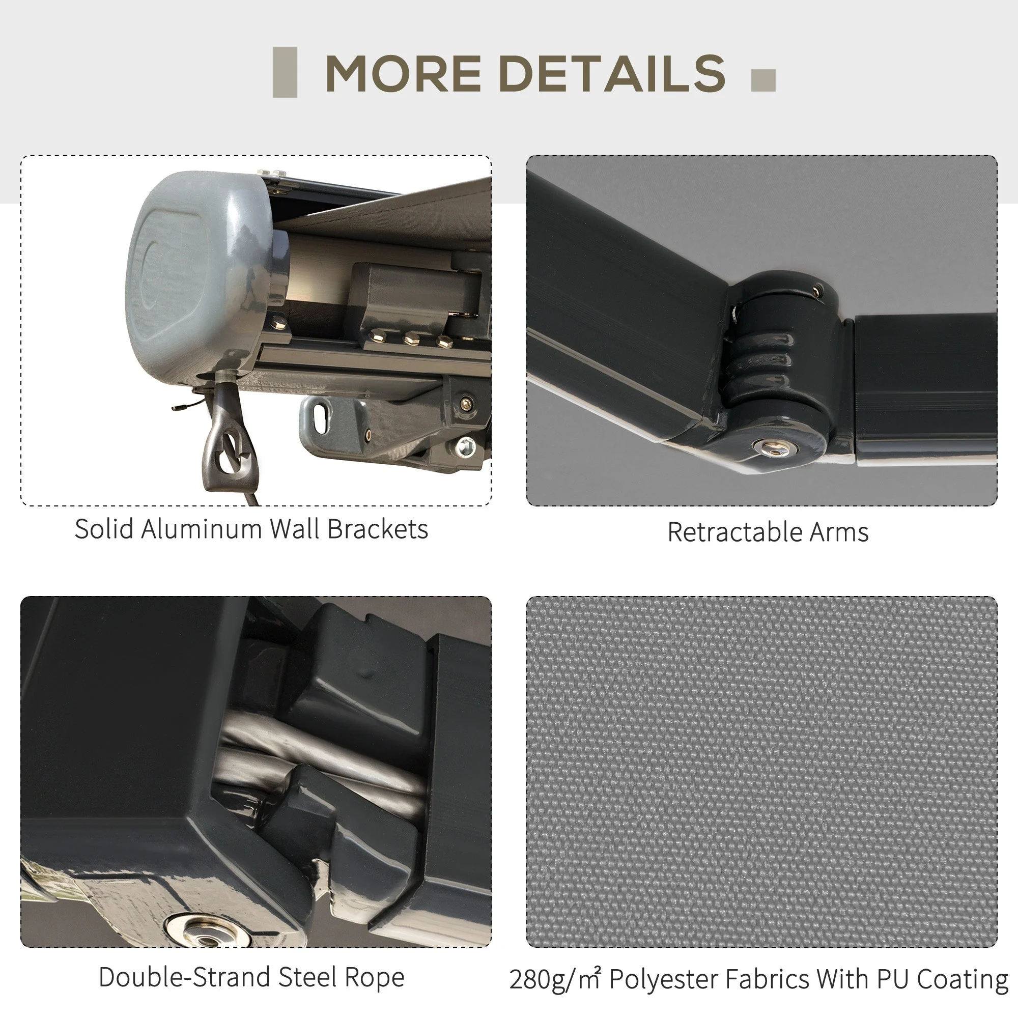 Cassette Electric Manual Awning Door Window Retractable Canopy w/ R/C - Image 4
