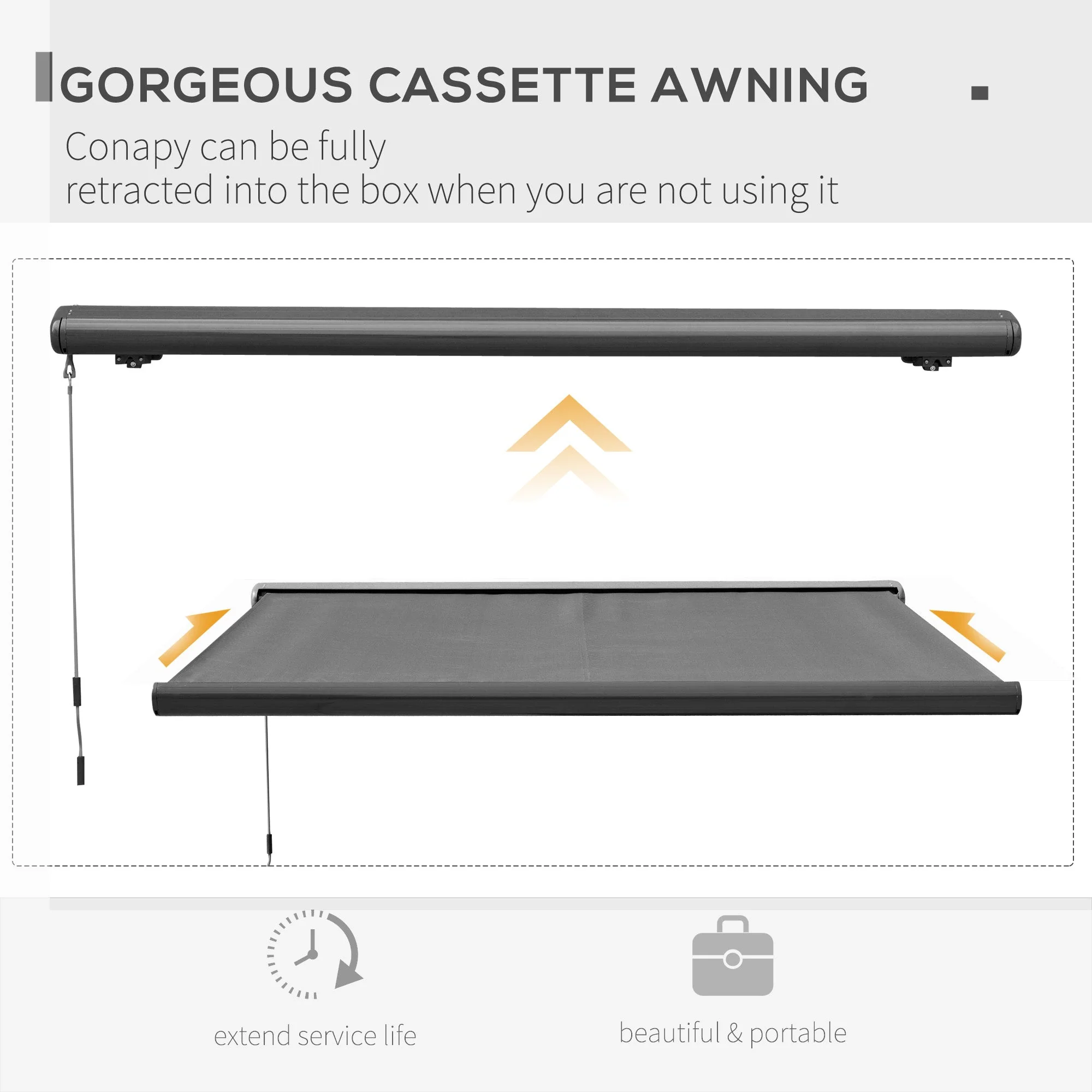 Cassette Electric Manual Awning Door Window Retractable Canopy w/ R/C - Image 5