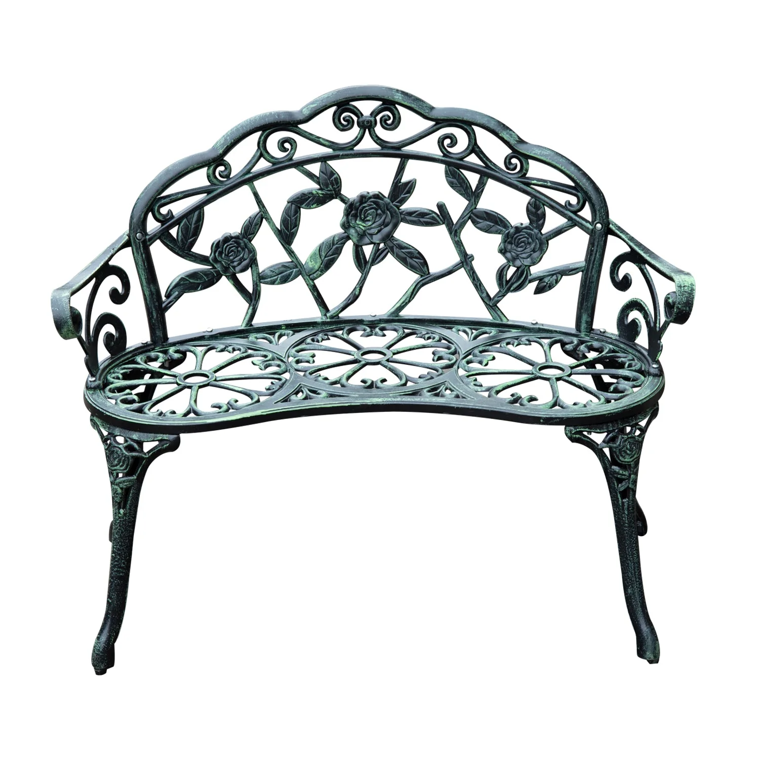 Cast Aluminum Garden Bench-Antique Green - Image 8