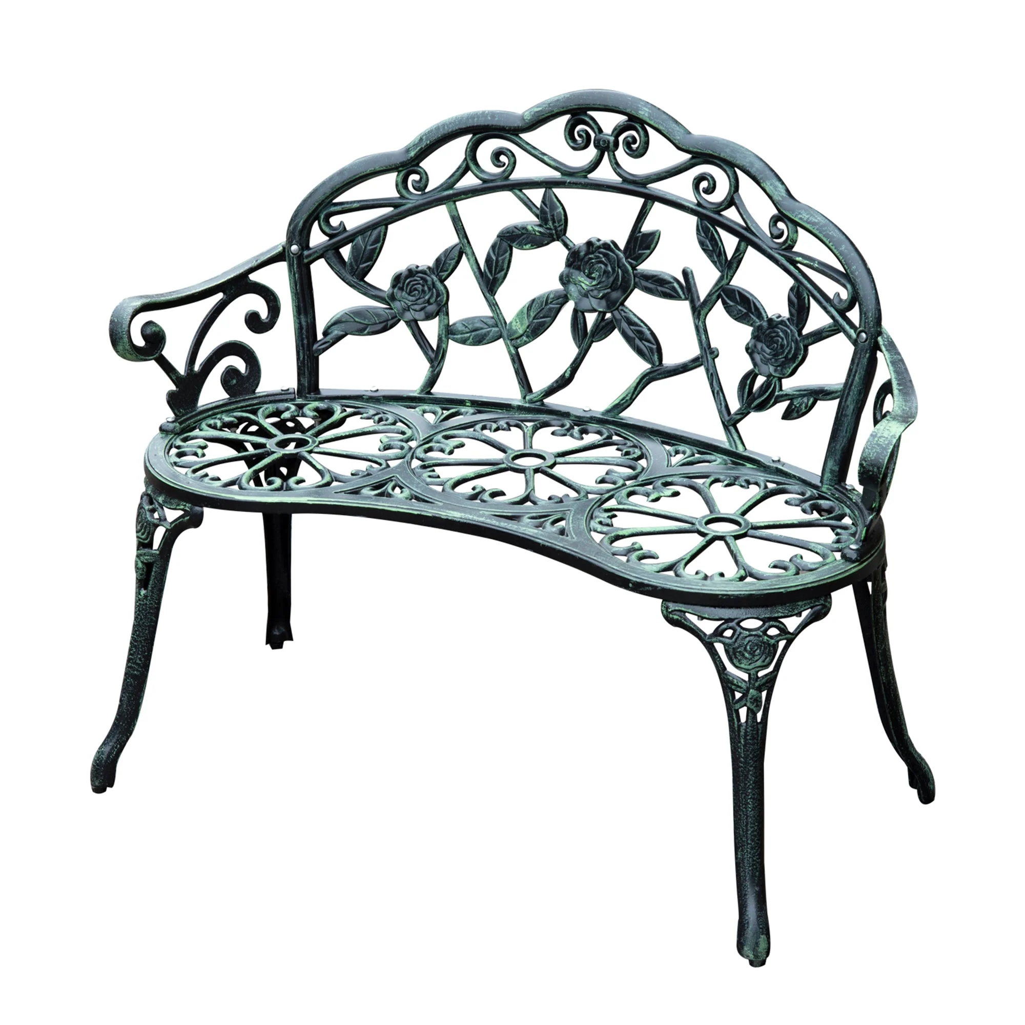 Cast Aluminum Garden Bench-Antique Green - Image 9