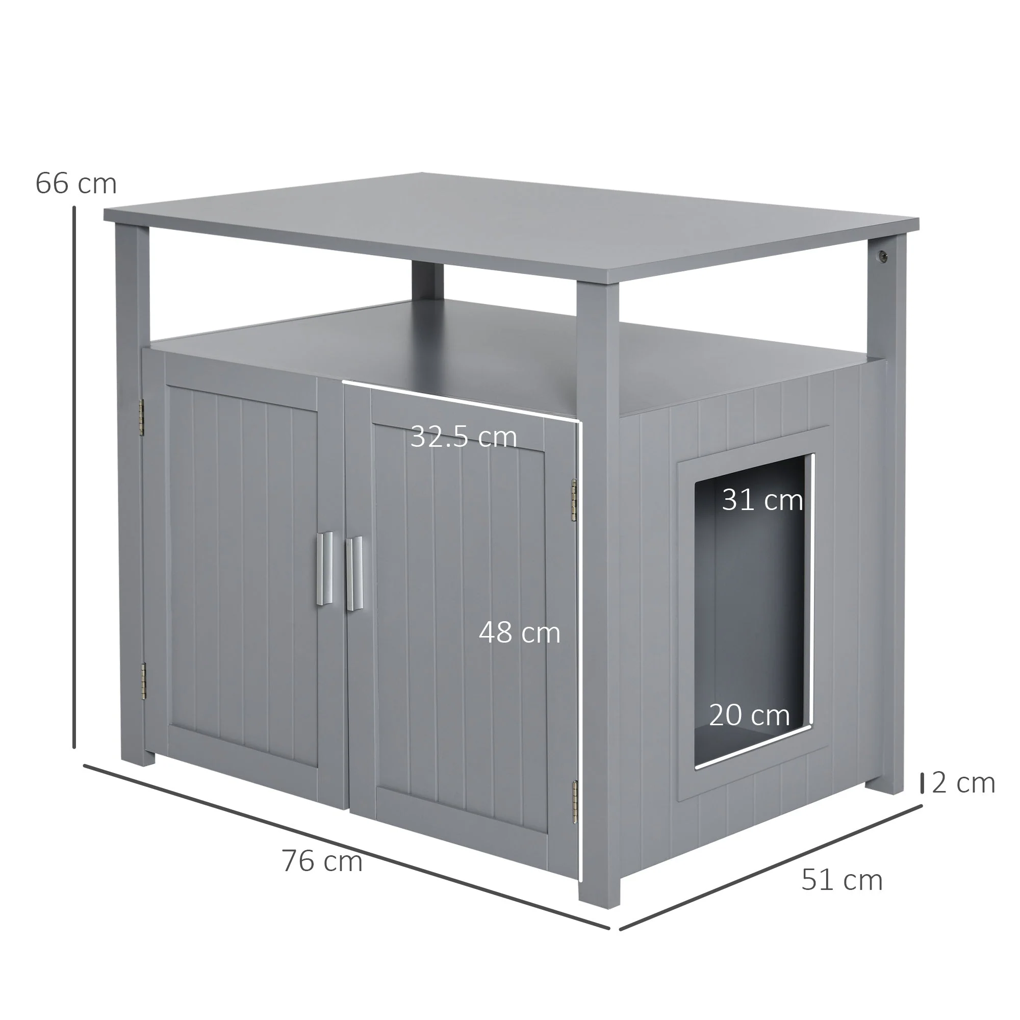 Cat Litter Box Unit Grey by Pawhut - Image 2