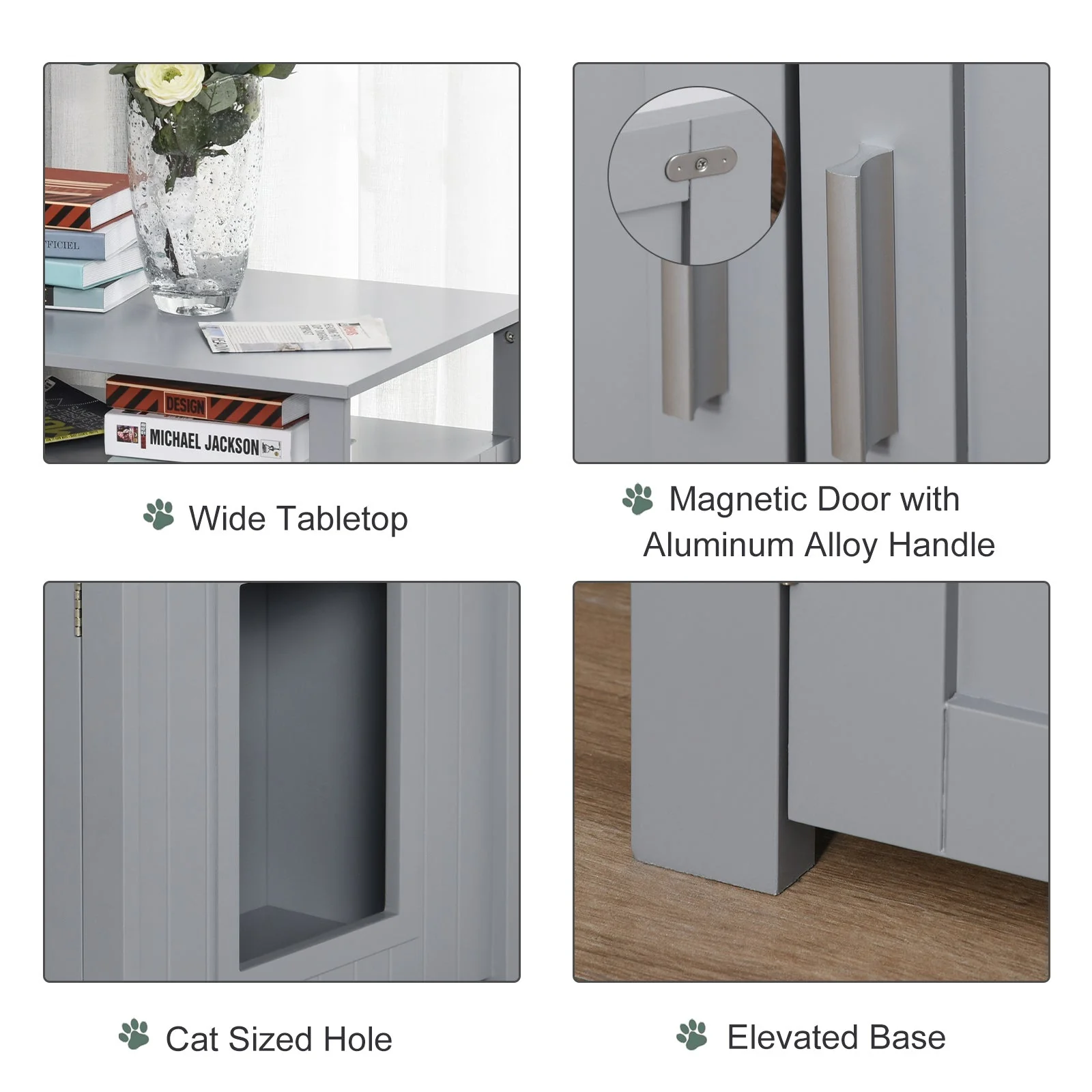 Cat Litter Box Unit Grey by Pawhut - Image 4