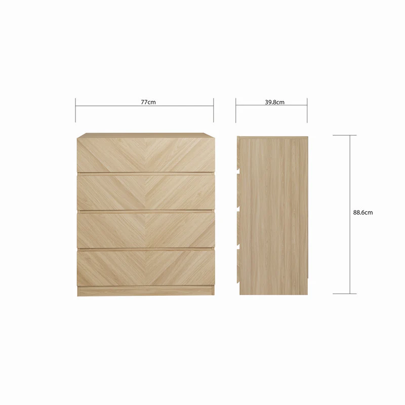 Catania Chest of Drawers Light Brown 4 Drawers - Image 6