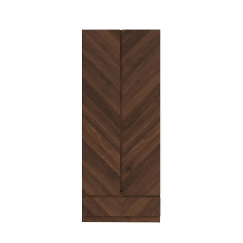 Catania Tall Wardrobe Dark Brown 2 Doors 1 Drawer - Image 2