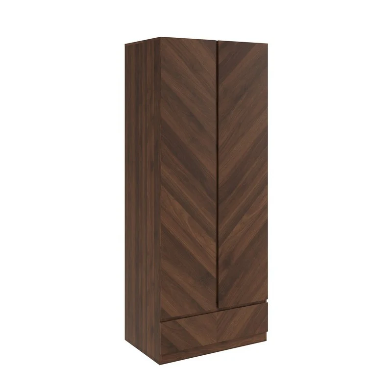 Catania Tall Wardrobe Dark Brown 2 Doors 1 Drawer - Image 4