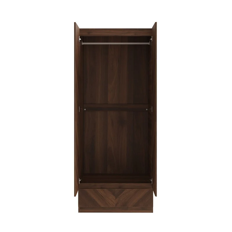 Catania Tall Wardrobe Dark Brown 2 Doors 1 Drawer - Image 6