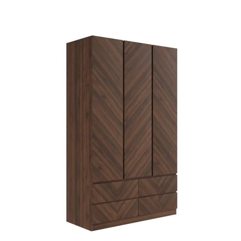 Catania Tall Wardrobe Dark Brown 3 Doors 3 Drawers - Image 4