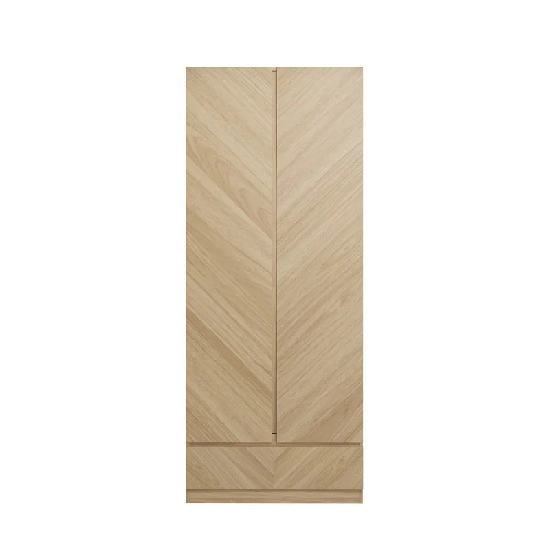 Catania Tall Wardrobe Light Brown 2 Doors 1 Drawer - Image 2