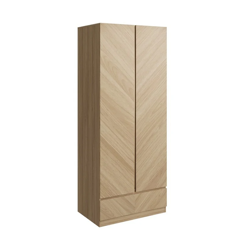Catania Tall Wardrobe Light Brown 2 Doors 1 Drawer - Image 4