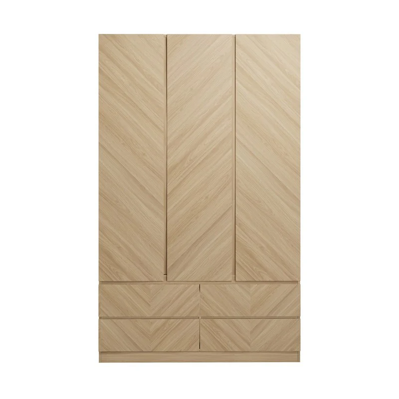 Catania Tall Wardrobe Light Brown 3 Doors 4 Drawers - Image 2