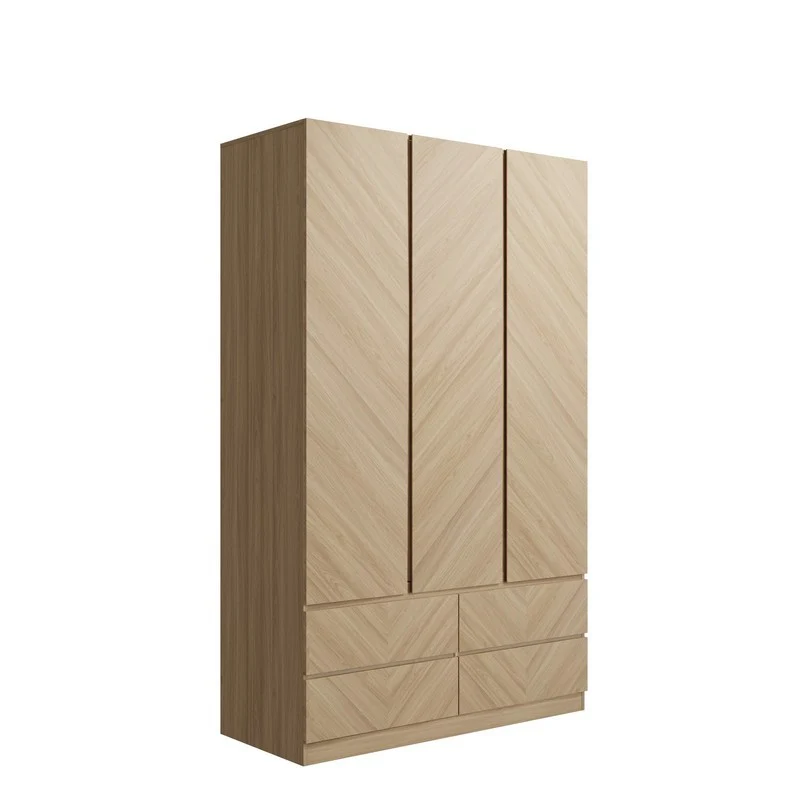 Catania Tall Wardrobe Light Brown 3 Doors 4 Drawers - Image 4