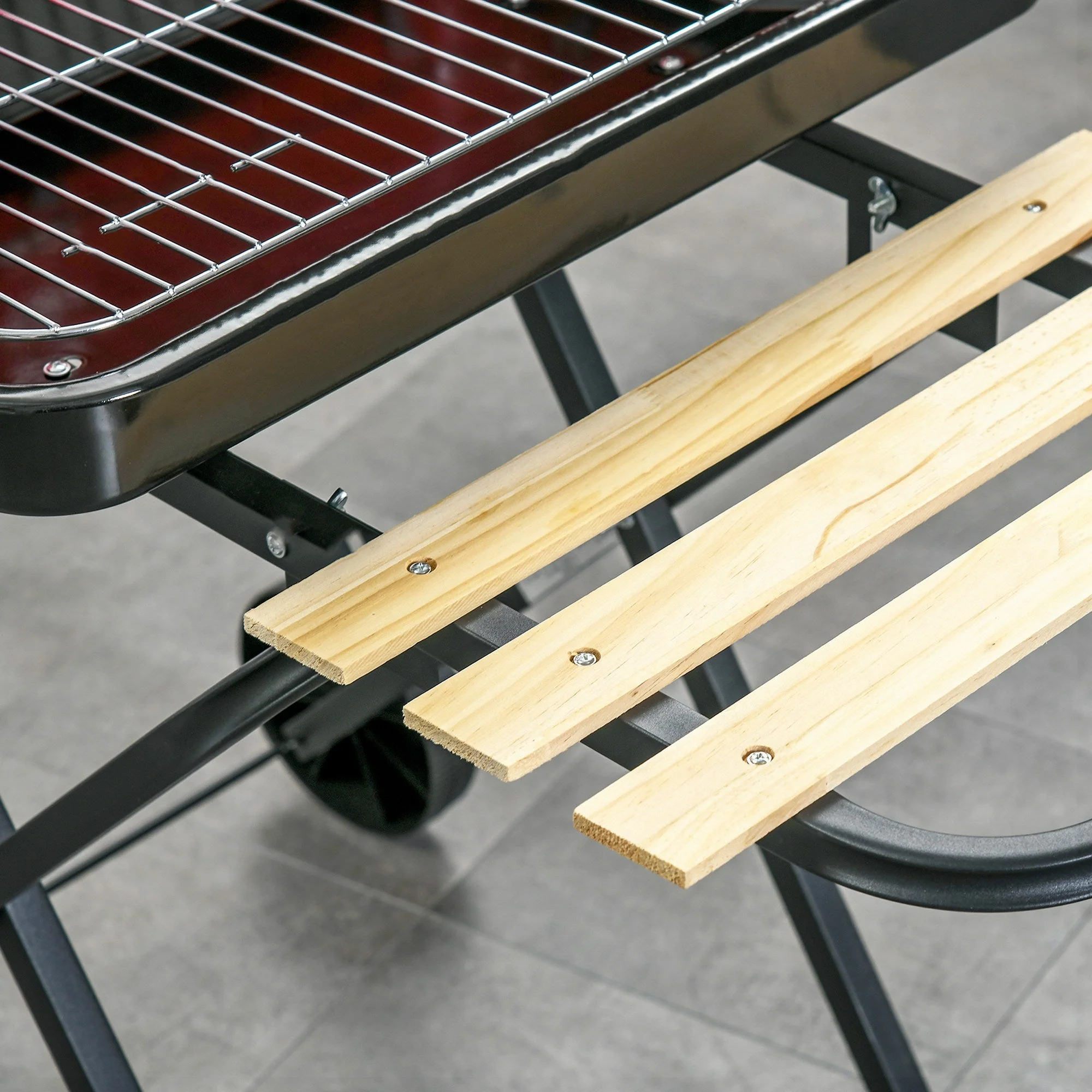 Charcoal Trolley BBQ Barbecue Grill Patio Camping Picnic Garden Party Outdoor Cooking with Windshield - Image 8