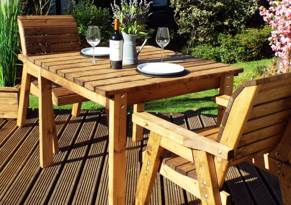 Charles Taylor 2 Seat Scandinavian Redwood Dining Set Garden Furniture - Image 5