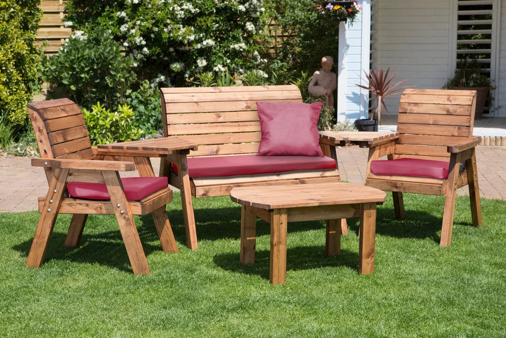 Charles Taylor 4 Seat Rectangular Table Combi Scandinavian Redwood Garden Furniture - Image 2