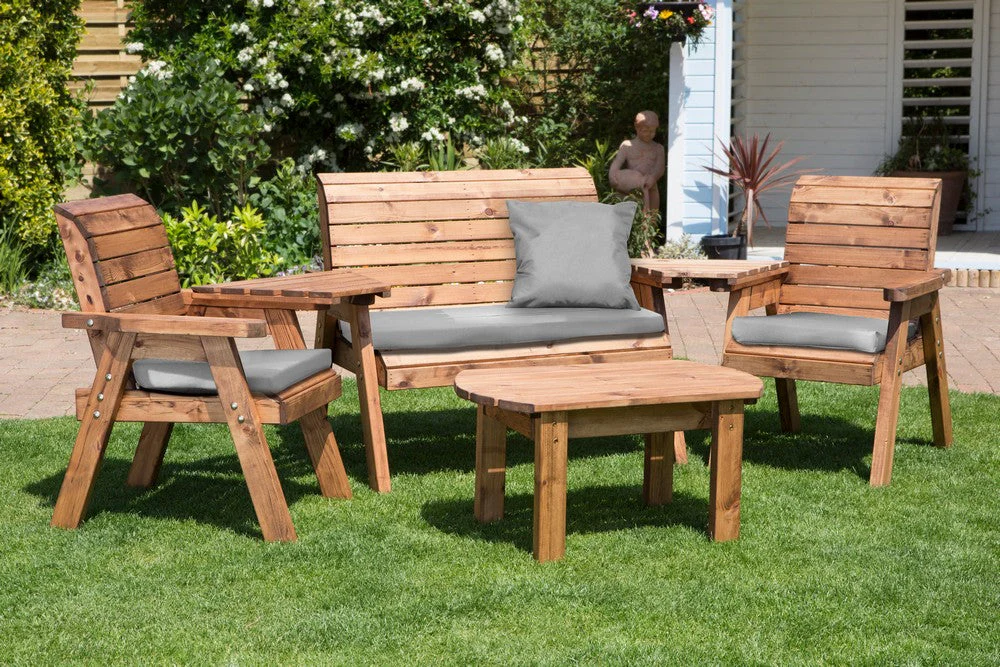 Charles Taylor 4 Seat Rectangular Table Combi Scandinavian Redwood Garden Furniture - Image 4