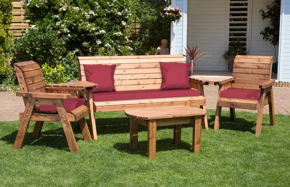 Charles Taylor 5 Seat Rectangular Table Combi Scandinavian Redwood Garden Furniture - Image 2
