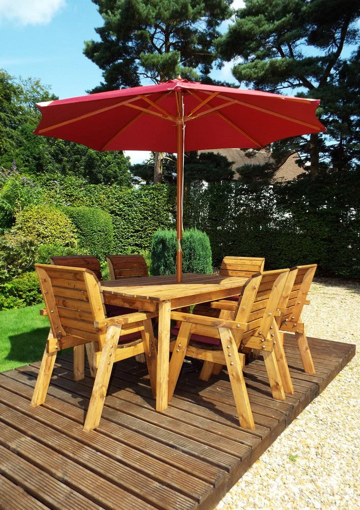 Charles Taylor 6 Seat Rectangular Table Chairs Scandinavian Redwood Garden Furniture - Image 10