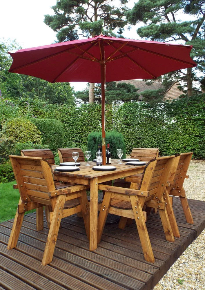 Charles Taylor 6 Seat Rectangular Table Chairs Scandinavian Redwood Garden Furniture - Image 12