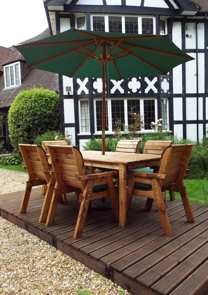 Charles Taylor 6 Seat Rectangular Table Chairs Scandinavian Redwood Garden Furniture - Image 13