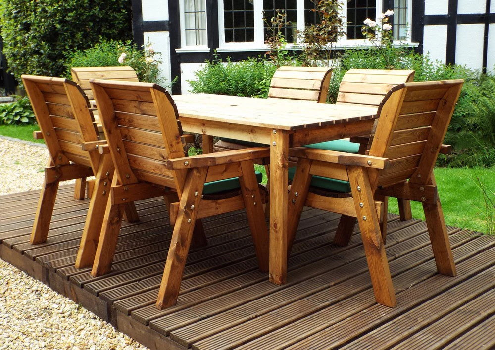 Charles Taylor 6 Seat Rectangular Table Chairs Scandinavian Redwood Garden Furniture - Image 14