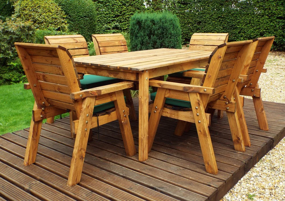 Charles Taylor 6 Seat Rectangular Table Chairs Scandinavian Redwood Garden Furniture - Image 15
