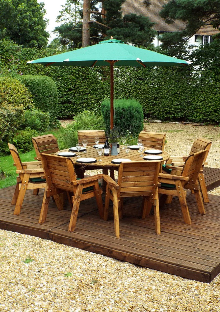 Charles Taylor 8 Seat Circular Table & Chairs Scandinavian Redwood Garden Furniture - Image 13