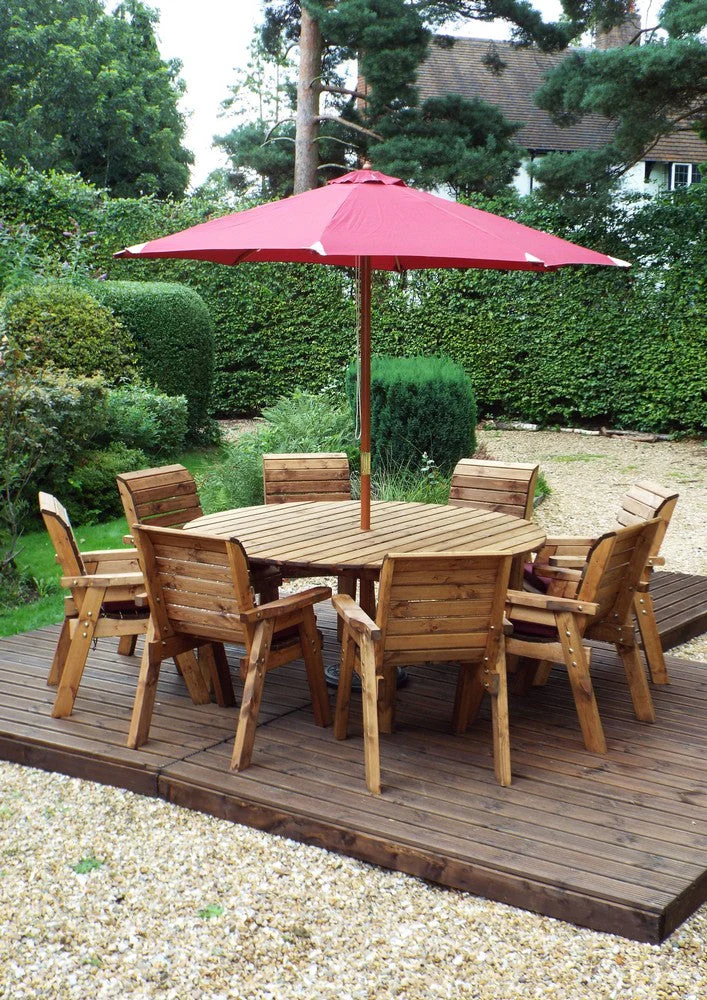 Charles Taylor 8 Seat Circular Table & Chairs Scandinavian Redwood Garden Furniture - Image 7