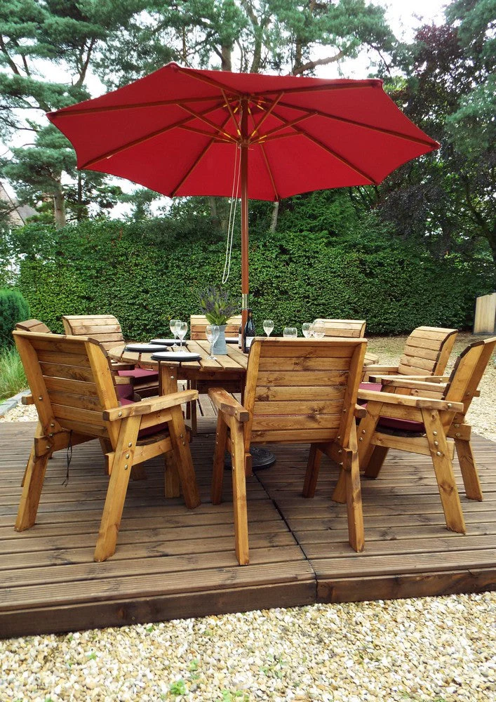 Charles Taylor 8 Seat Circular Table & Chairs Scandinavian Redwood Garden Furniture - Image 9