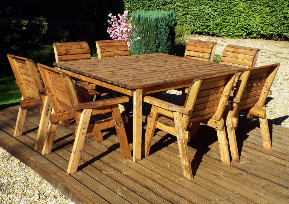 Charles Taylor 8 Seat Deluxe Chair Scandinavian Redwood Square Garden Furniture - Image 2