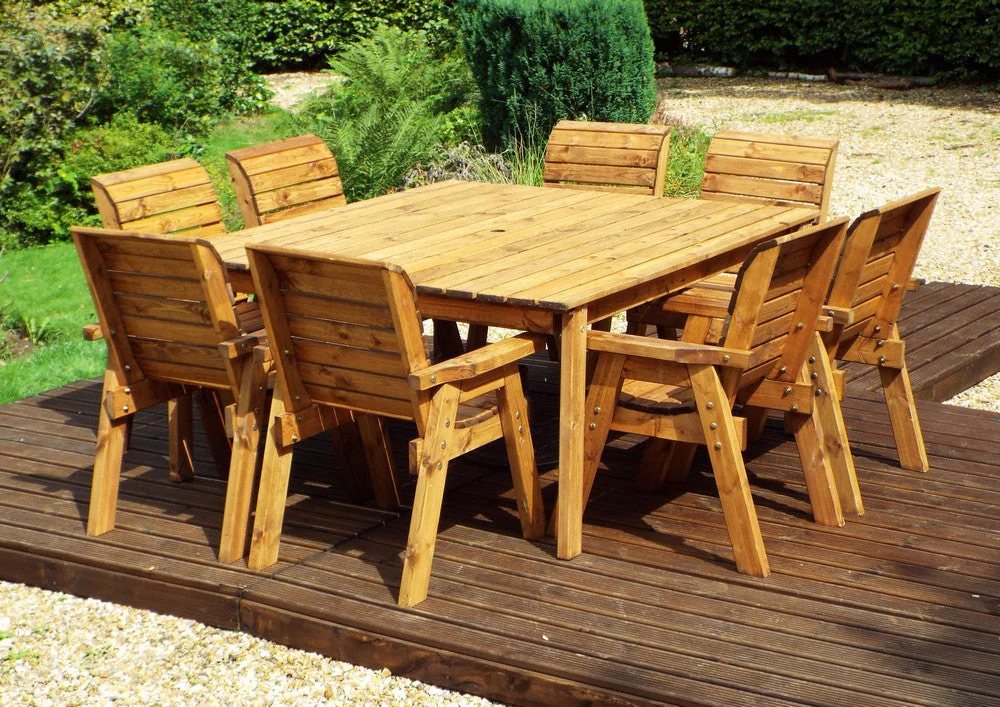 Charles Taylor 8 Seat Deluxe Chair Scandinavian Redwood Square Garden Furniture - Image 4