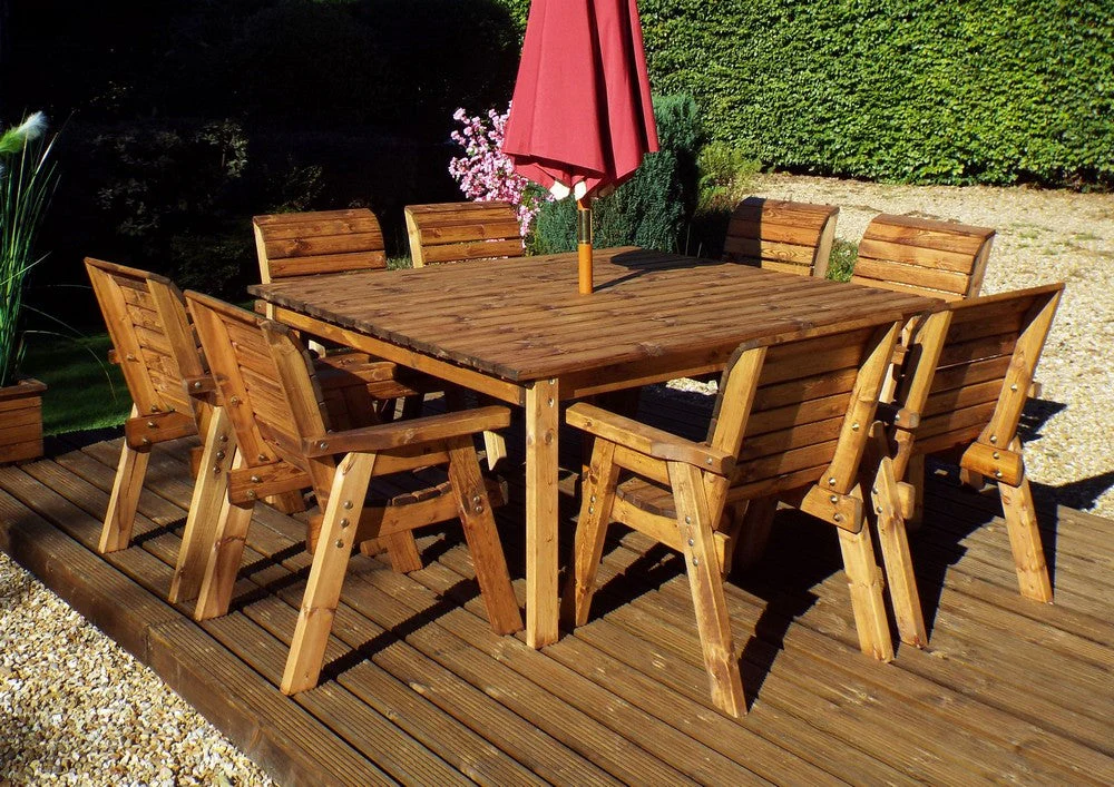 Charles Taylor 8 Seat Deluxe Chair Scandinavian Redwood Square Garden Furniture - Image 5