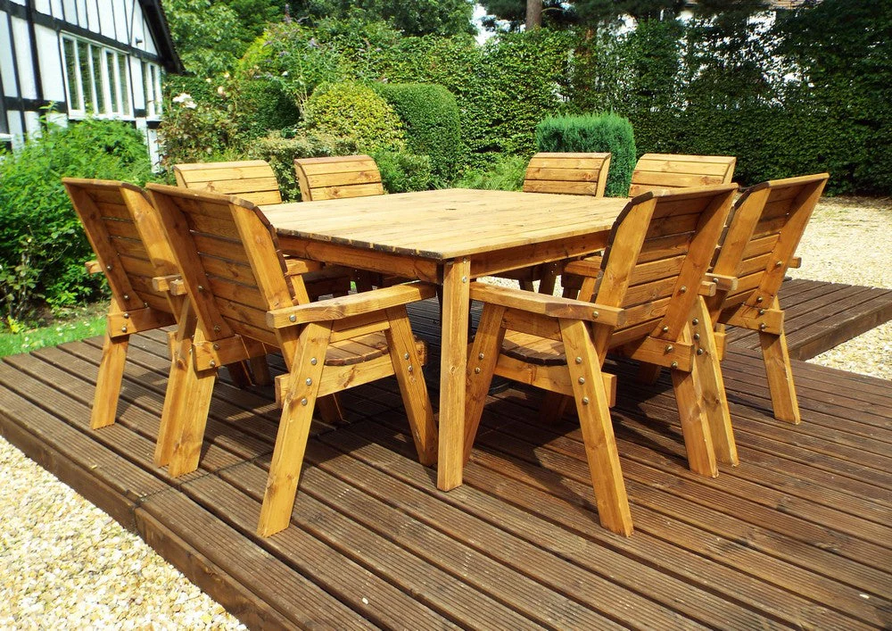 Charles Taylor 8 Seat Deluxe Chair Scandinavian Redwood Square Garden Furniture - Image 6
