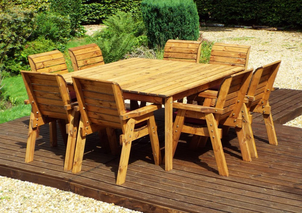 Charles Taylor 8 Seat Deluxe Chair Scandinavian Redwood Square Garden Furniture - Image 8
