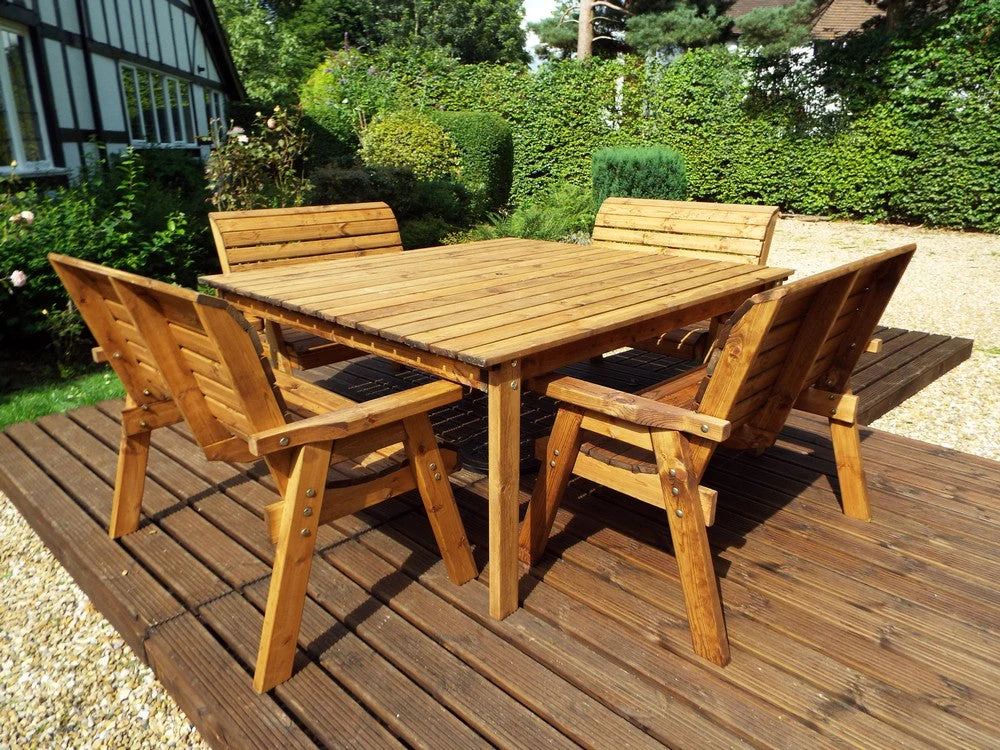 Charles Taylor 8 Seat Deluxe Scandinavian Redwood Square Bench Garden Furniture - Image 2