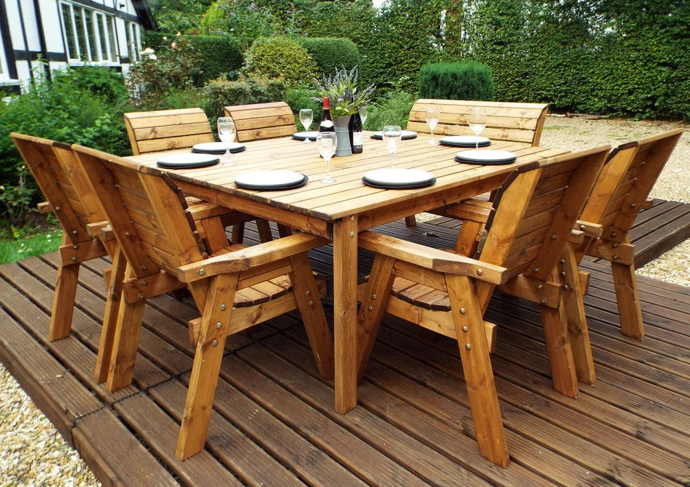 Charles Taylor 8 Seat Deluxe Scandinavian Redwood Square Combi Garden Furniture - Image 2