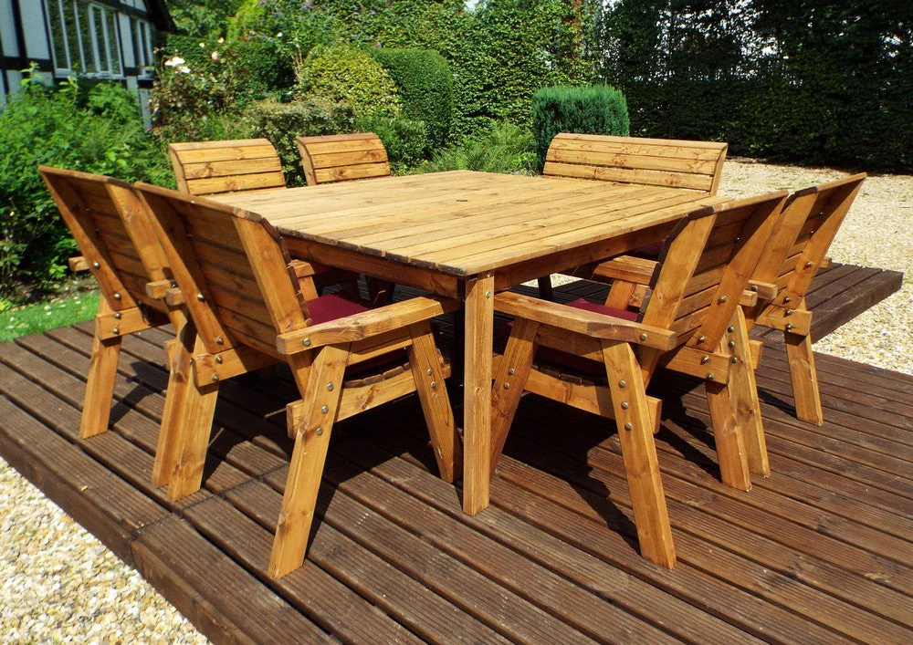 Charles Taylor 8 Seat Deluxe Scandinavian Redwood Square Combi Garden Furniture - Image 9