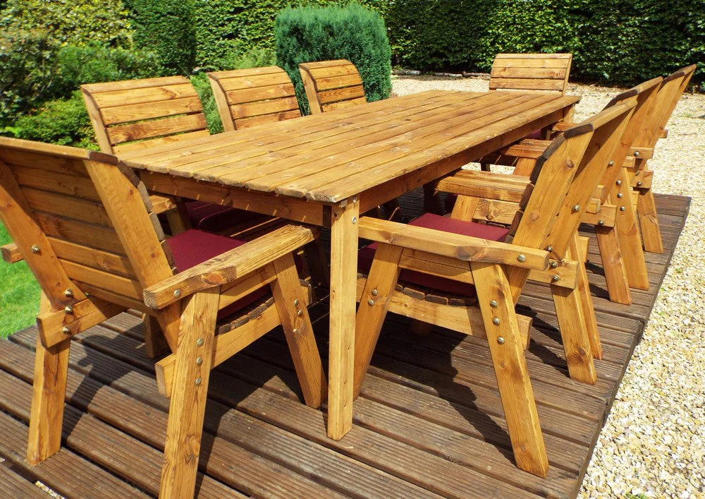 Charles Taylor 8 Seat Rectangular Table Chairs Scandinavian Redwood Garden Furniture - Image 10