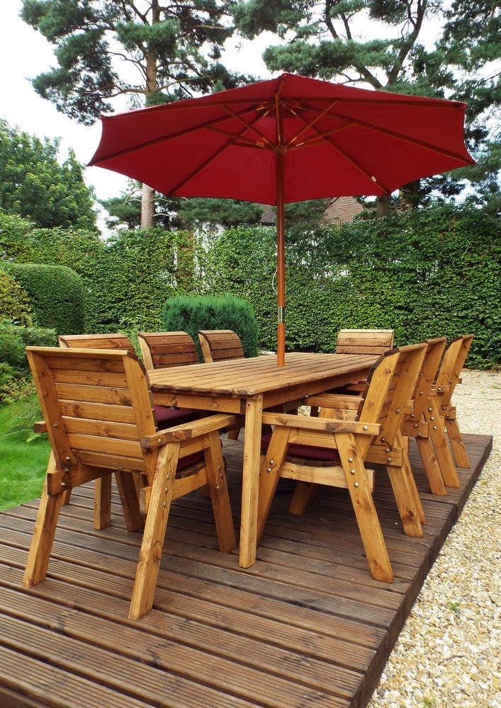 Charles Taylor 8 Seat Rectangular Table Chairs Scandinavian Redwood Garden Furniture - Image 12