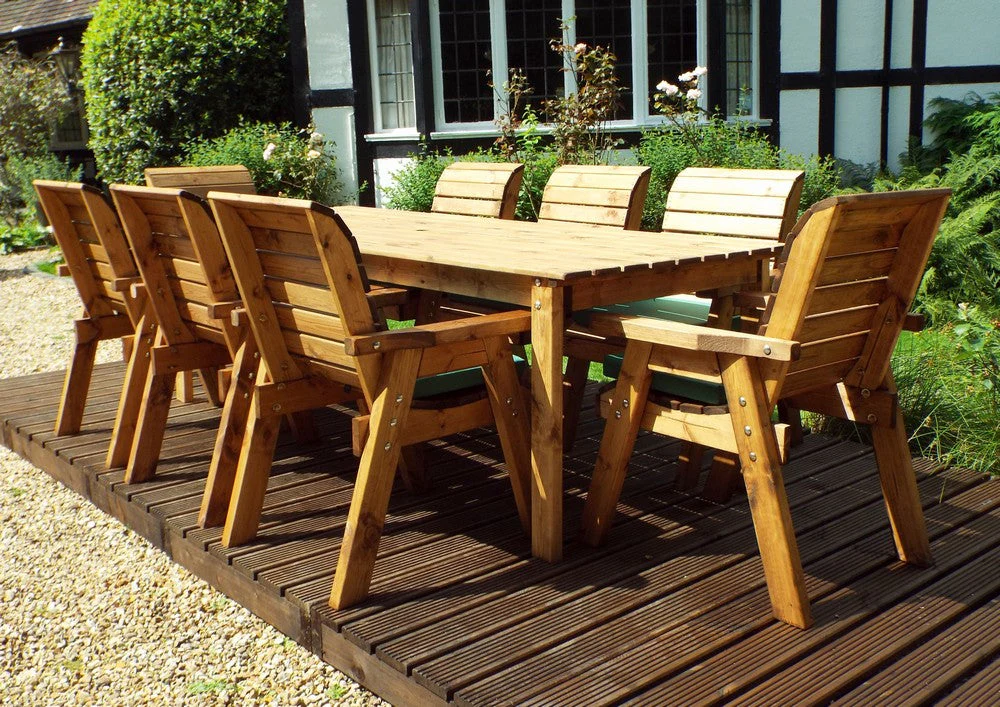 Charles Taylor 8 Seat Rectangular Table Chairs Scandinavian Redwood Garden Furniture - Image 17