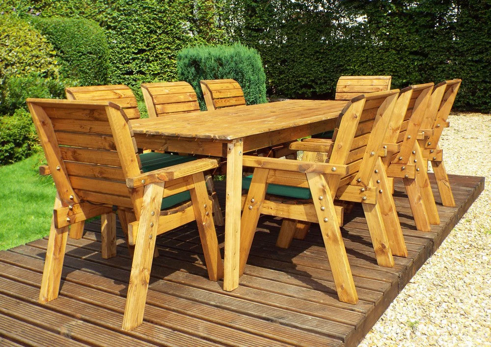 Charles Taylor 8 Seat Rectangular Table Chairs Scandinavian Redwood Garden Furniture - Image 20