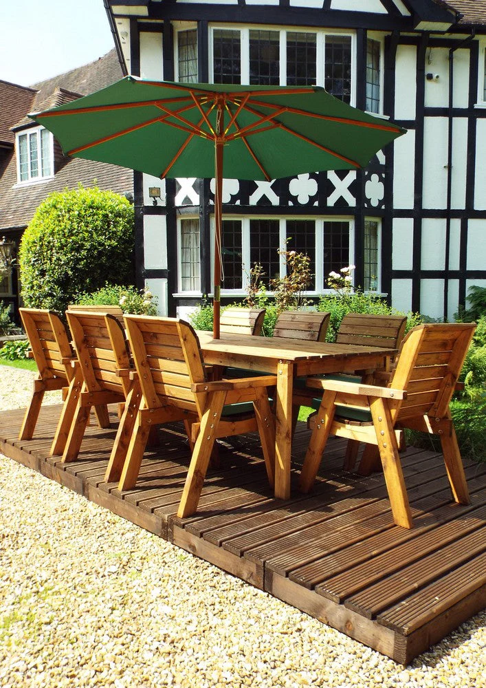 Charles Taylor 8 Seat Rectangular Table Chairs Scandinavian Redwood Garden Furniture - Image 21