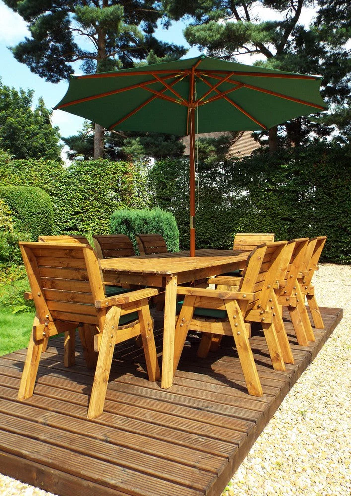 Charles Taylor 8 Seat Rectangular Table Chairs Scandinavian Redwood Garden Furniture - Image 23