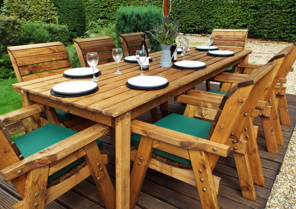 Charles Taylor 8 Seat Rectangular Table Chairs Scandinavian Redwood Garden Furniture - Image 24