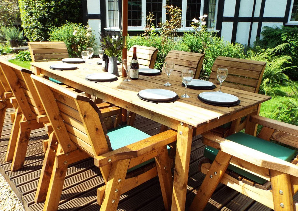 Charles Taylor 8 Seat Rectangular Table Chairs Scandinavian Redwood Garden Furniture - Image 25