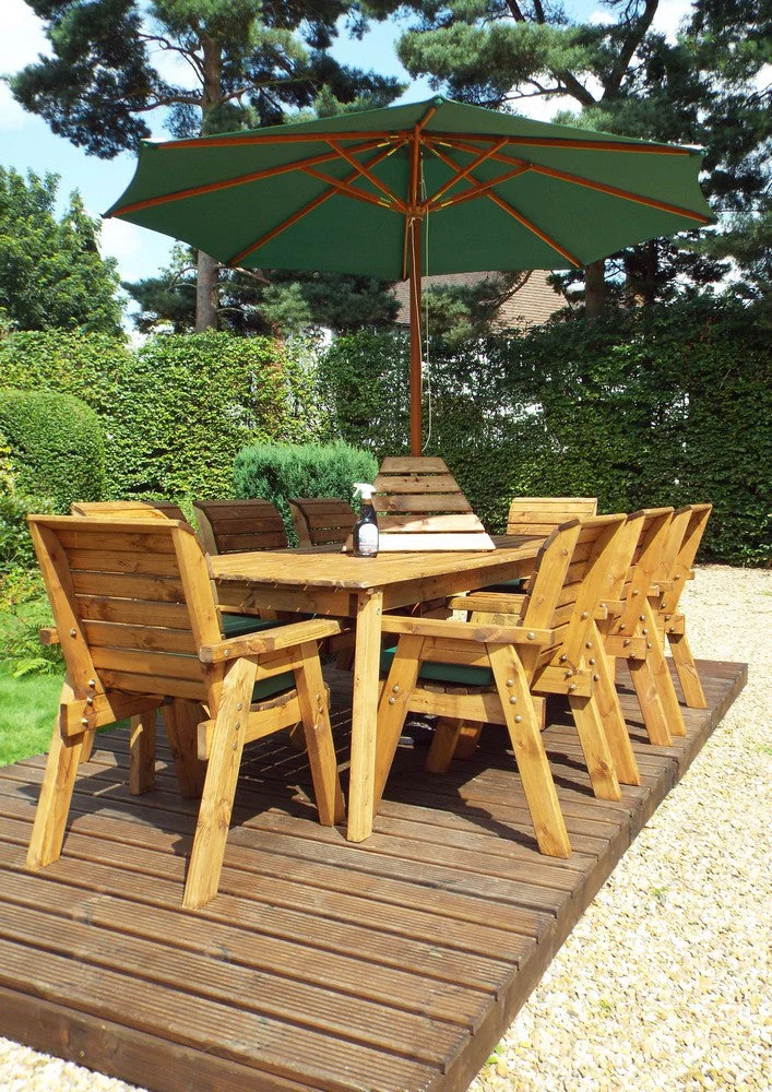 Charles Taylor 8 Seat Rectangular Table Chairs Scandinavian Redwood Garden Furniture - Image 26