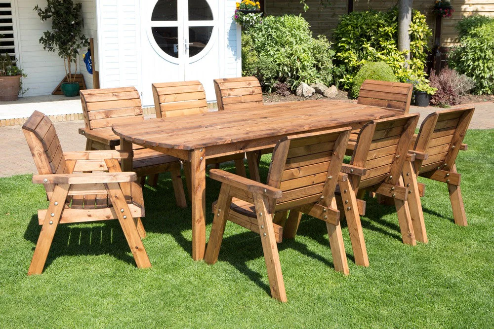 Charles Taylor 8 Seat Rectangular Table Chairs Scandinavian Redwood Garden Furniture - Image 3